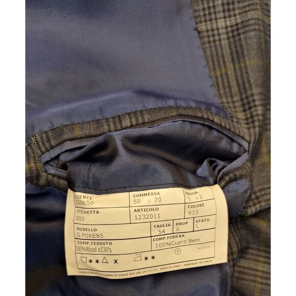 SARTORIA PARTENOPEA NAPOLI Men's 54L Sport Coat Blazer Wool Navy Check Business - Picture 4 of 16